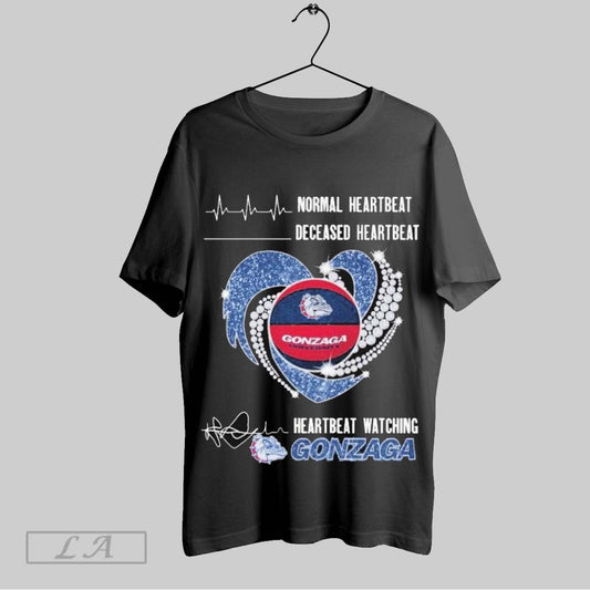 Top Normal Heartbeat Deceased Heartbeat Watching Gonzaga Bulldogs Diamond Heart T Shirt Sweatshirt Hoodie Shirt