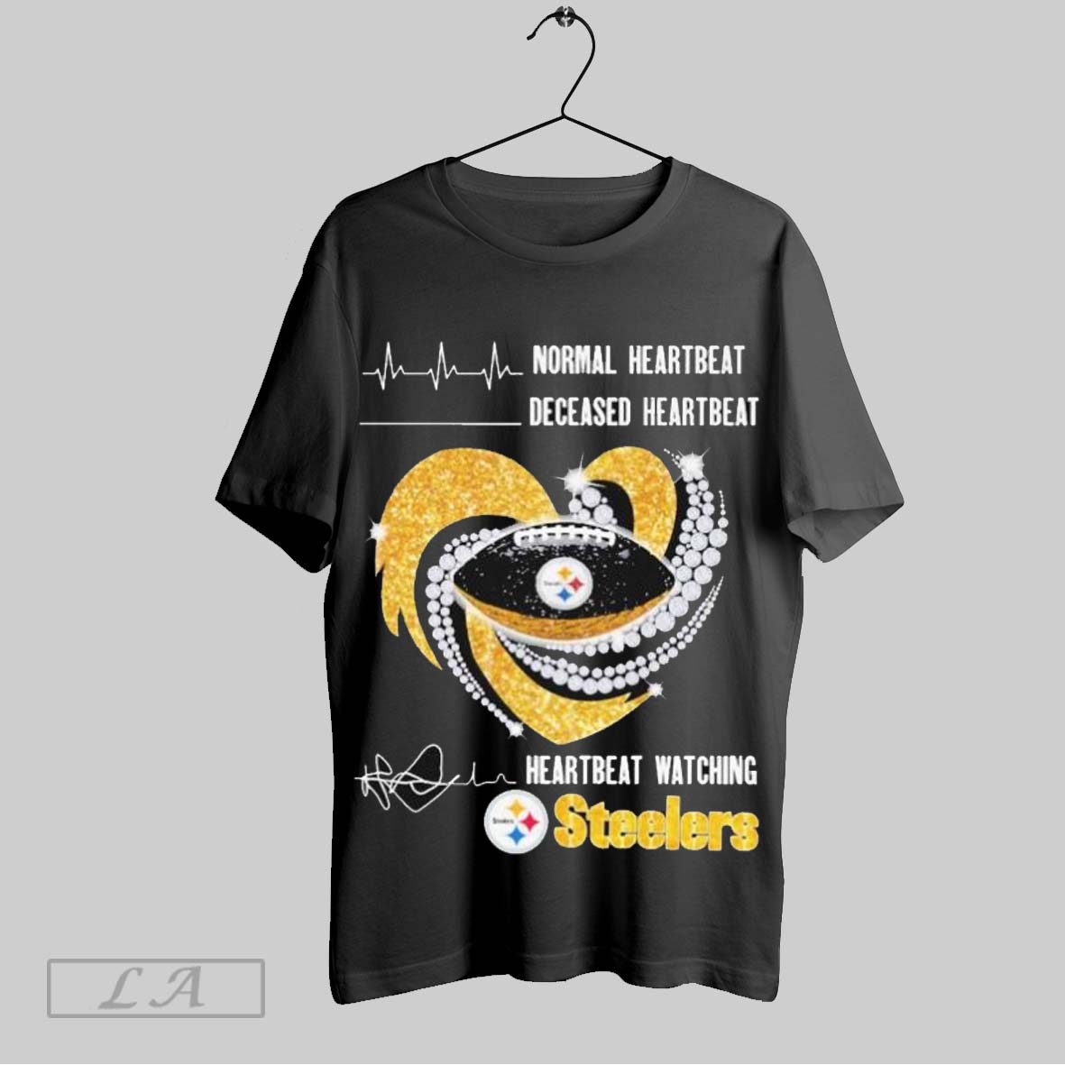 Top Normal Heartbeat Deceased Heartbeat Watching Pittsburgh Steelers Heart Diamond T Shirt Sweatshirt Hoodie Shirt