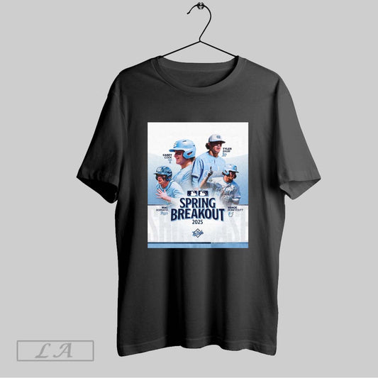 Top North Carolina Tar Heels Baseball Casey Cook Tyler Baum Mac Horvath Vance Honeycutt Mlb Spring Breakout 2025 Poster T Shirt Sweatshirt Hoodie Shirt