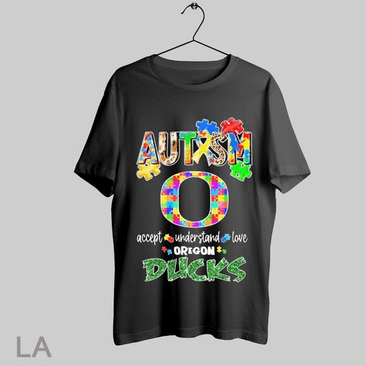 Top Oregon Ducks Autism Accept Understand Love T Shirt Sweatshirt Hoodie Shirt