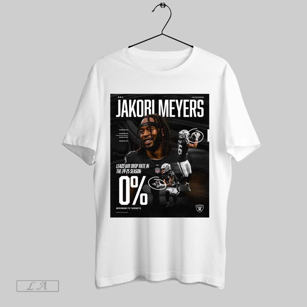 Top Poster Jakori Meyers Las Vegas Raiders Nfl Leads Wr Drop Rate In The 24 25 Season 0 Minimum 75 Targets T Shirt Sweatshirt Hoodie Shirt