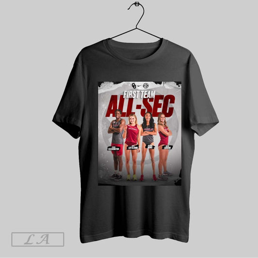 Top Poster Oklahoma Track And Field First Team All Sec Honorees Kyren Washington Pippi Lotta Enok Jasmine Akins T Shirt Sweatshirt Hoodie Shirt