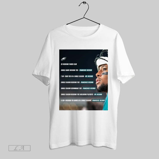 Top Poster Philadelphia Eagles Nfl Saquon Barkley 2k Rushing Yards Club Single Game Rushing Yards Franchise Record T Shirt Sweatshirt Hoodie Shirt