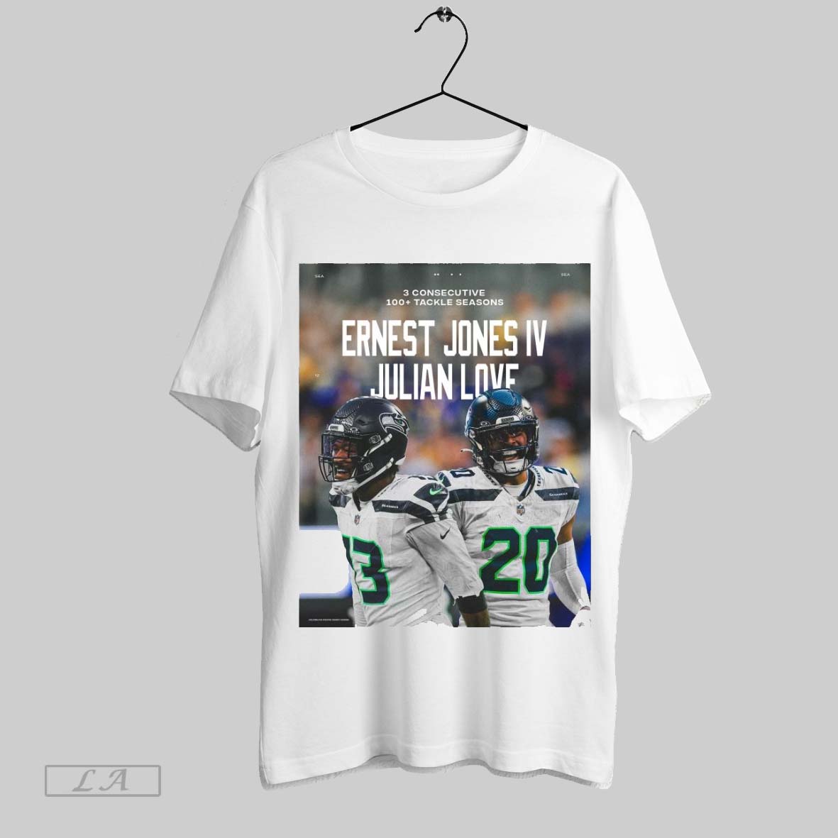 Top Poster Seattle Seahawks Ernest Jones Iv Julian Love 3 Consecutive 100 Tackle Seasons Sweatshirt T Shirt