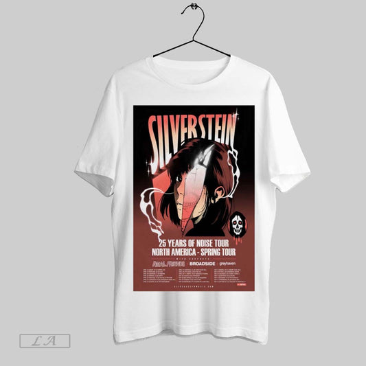 Top Poster Silverstein 25 Years Of Noise Tour North American Spring Tour 2025 Real Friends Broadside T Shirt Sweatshirt Hoodie Shirt