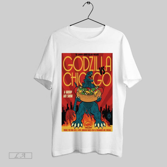 Top Poster The Seventh Corner Gallery Presents Godzilla Vs Chicago Howling Pages Chicago Il February 28 2025 T Shirt Sweatshirt Hoodie Shirt