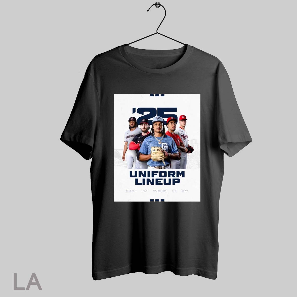 Top Poster Washington Nationals Baseball Mlb 2025 Uniform Lineup Road Gray Navy City Connect Red White T Shirt Sweatshirt Hoodie Shirt