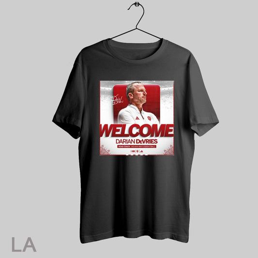 Top Poster Welcome To Indiana Hoosiers Mens Basketball Head Coach Darian Devries B1g Signature T Shirt Sweatshirt Hoodie Shirt
