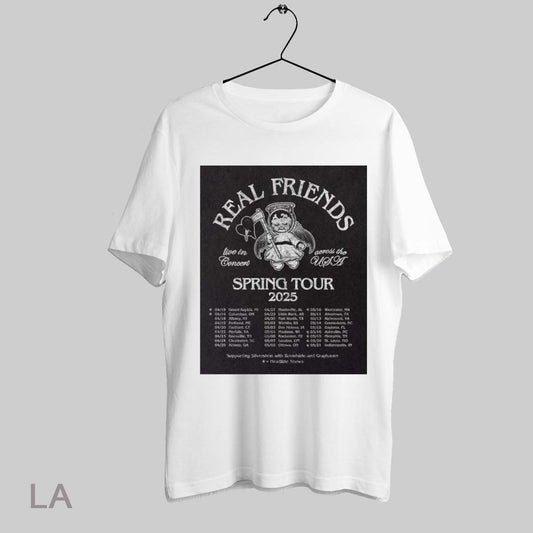 Top Real Friends Live In Concert Across The Usa Spring Tour 2025 Supporting Silverstein With Broadside And Grayhaven T Shirt Sweatshirt Hoodie Shirt