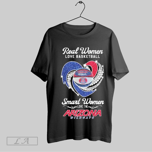 Top Real Women Love Basketball Smart Women Love The Arizona Wildcats Heart Diamond T Shirt Sweatshirt Hoodie Shirt