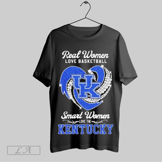 Top Real Women Love Basketball Smart Women Love The Kentucky Wildcats Diamond Heart T Shirt Sweatshirt Hoodie Shirt