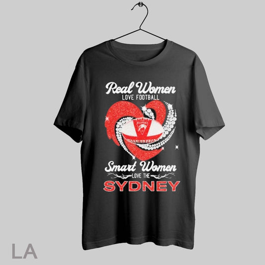Top Real Women Love Football Smart Women Love The Sydney Swans Diamond Heart T Shirt Sweatshirt Hoodie Shirt