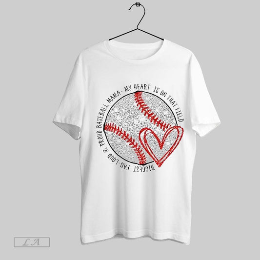 Top Retro Baseball Mom My Heart Is On That Field 2025 T Shirt Sweatshirt Hoodie Shirt