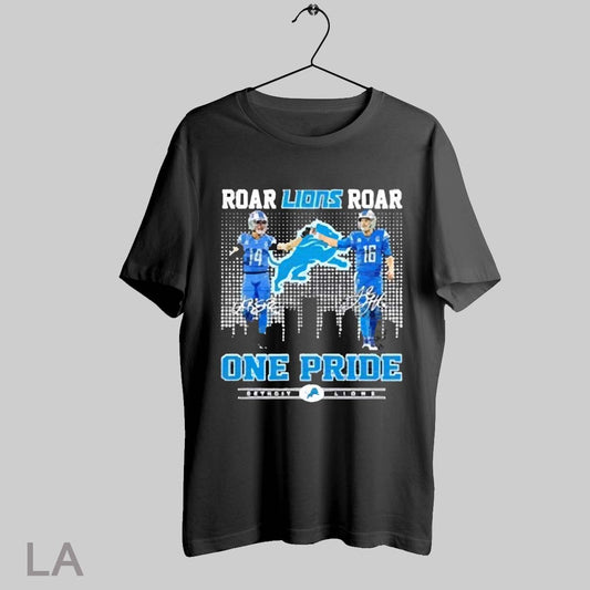 Top Roar Detroit Lions Roar One Pride Signature T Shirt Sweatshirt Hoodie Shirt