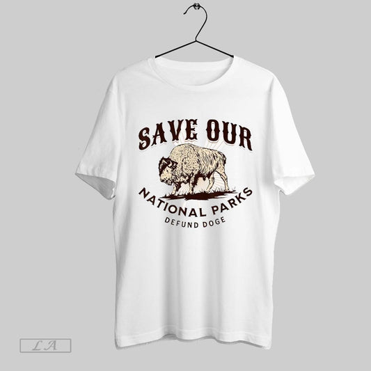 Top Save Our National Parks Defund Doge Resist Bison T Shirt Sweatshirt Hoodie Shirt