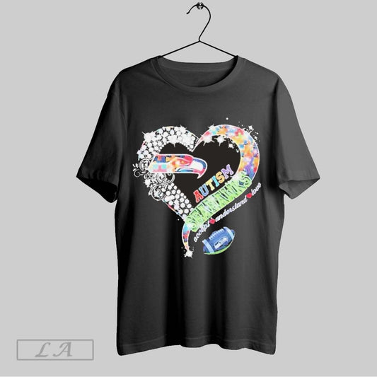 Top Seattle Seahawks Autism Accept Understand Love Awareness Diamond Heart T Shirt Sweatshirt Hoodie Shirt