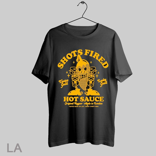 Top Shots Fired Hot Sauce Made In London Tastes Good Look Good Tastes Good On Just About Everything T Shirt Sweatshirt Hoodie Shirt