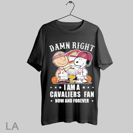 Top Snoopy And Charlie Brown Damn Right I Am A Cleveland Cavaliers Fan Now And Forever The Peanuts T Shirt Sweatshirt Hoodie Shirt