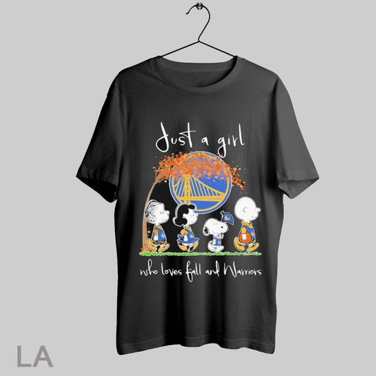 Top Snoopy And Friends The Peanuts Golden State Warriors Just A Girl Who Loves Fall And Warriors T Shirt Sweatshirt Hoodie Shirt