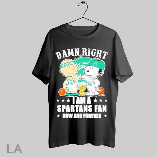 Top Snoopy And Peanuts X Michigan State Basketball Damn Right I Am A Spartans Fan T Shirt Sweatshirt Hoodie Shirt