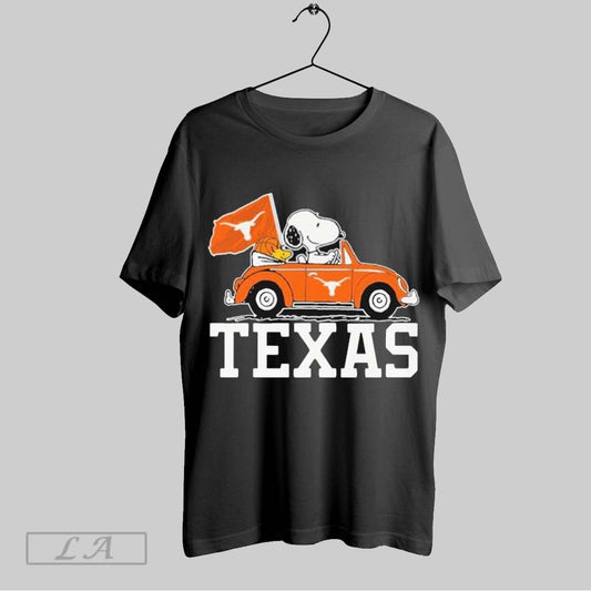 Top Snoopy And Woodstock Drive Car Texas Longhorns Basketball T Shirt Sweatshirt Hoodie Shirt