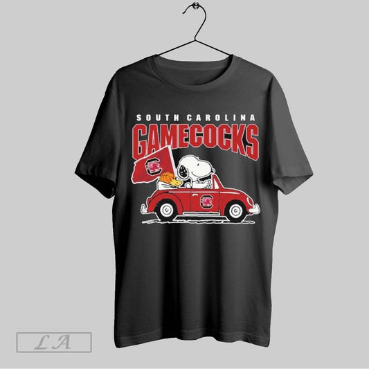 Top Snoopy And Woodstock Driving Car South Carolina Gamecocks Basketball T Shirt Sweatshirt Hoodie Shirt