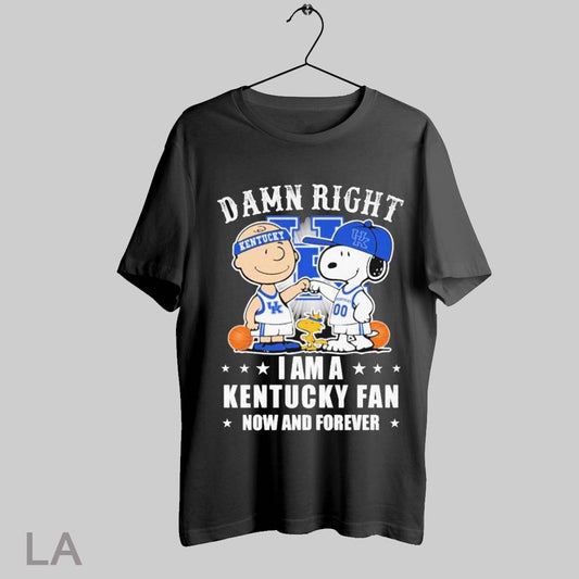 Top Snoopy Charlie Brown And Woodstock Damn Right I Am A Kentucky Wildcats Fan Now And Forever T Shirt Sweatshirt Hoodie Shirt