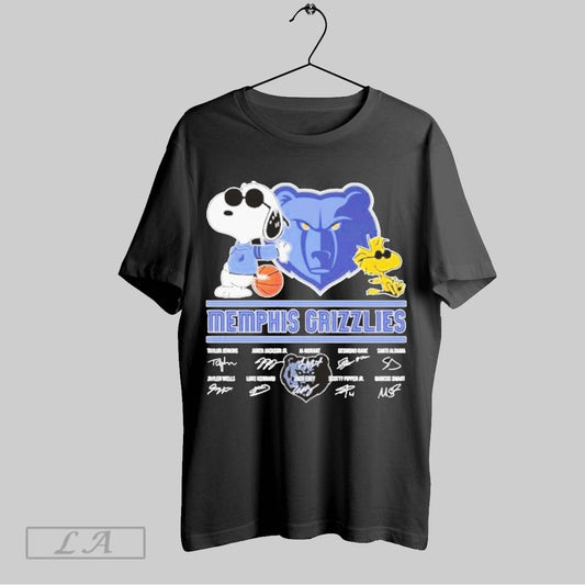 Top Snoopy And Woodstock Memphis Grizzlies Signatures T Shirt Sweatshirt Hoodie Shirt