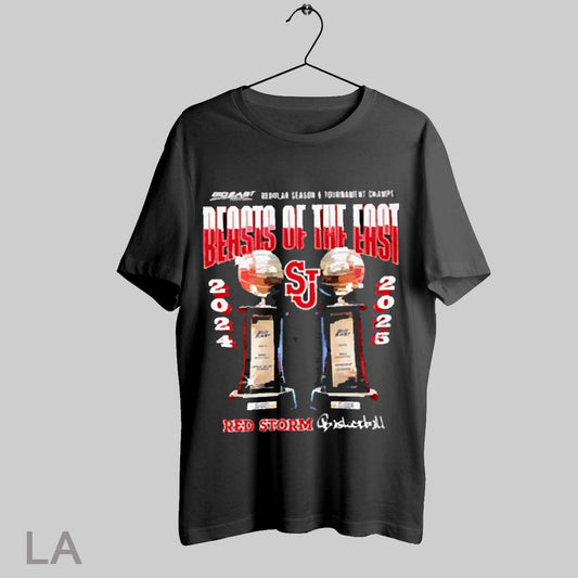 Top St Johns Regular Season X Tournament Champions Beasts Of The East 2025 T Shirt Sweatshirt Hoodie Shirt