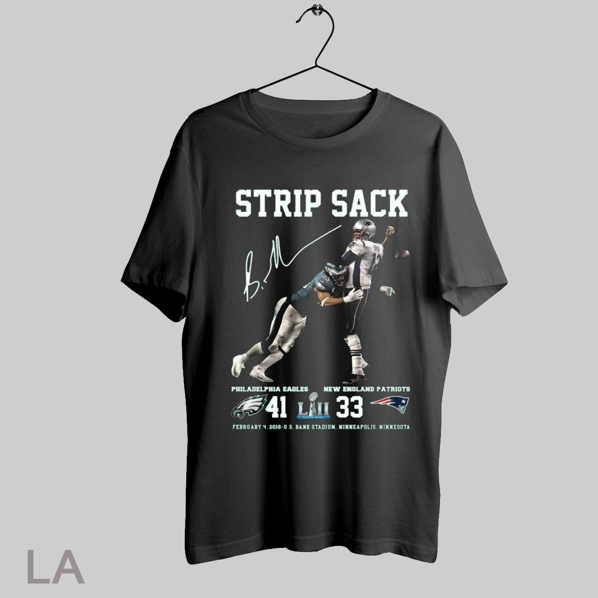 Top Strip Sack Graham Philadelphia Eagles 41 New England Patriots 33 Signature T Shirt Sweatshirt Hoodie Shirt