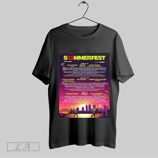 Top Summerfest Milwaukee 2025 Lineup Poster At American Family Insurance Amphitheater On June 19 To July 5 Two Sides Sweatshirt T Shirt