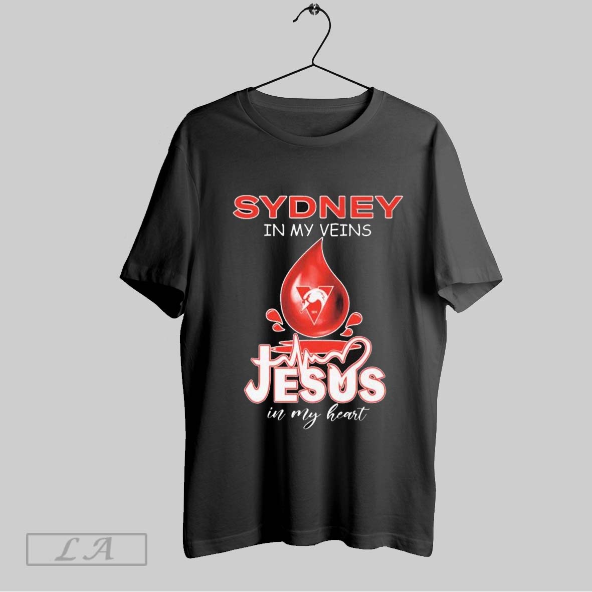 Top Sydney Swans In My Veins Jesus In My Heart T Shirt Sweatshirt Hoodie Shirt