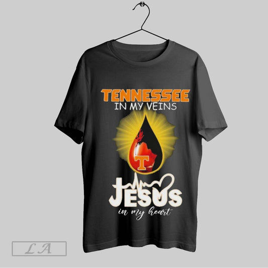 Top Tennessee Volunteers In My Veins Jesus In My Heart T Shirt Sweatshirt Hoodie Shirt