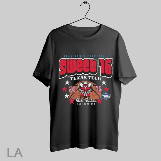Top Texas Tech Basketball 2025 Sweet 16 Star Struck Black Tri Blend T Shirt Sweatshirt Hoodie Shirt