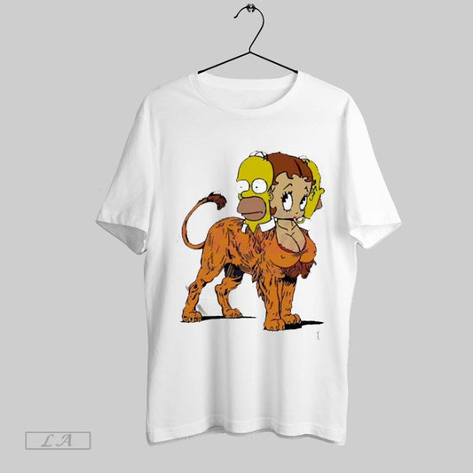 Top Three Headed Lion Homer Simpson And Betty Boop 2025 T Shirt Sweatshirt Hoodie Shirt