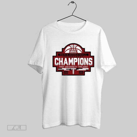 Top Troy University Trojans 2025 Sbc Sun Belt Mens Basketball Conference Tournament Champions T Shirt Sweatshirt Hoodie Shirt