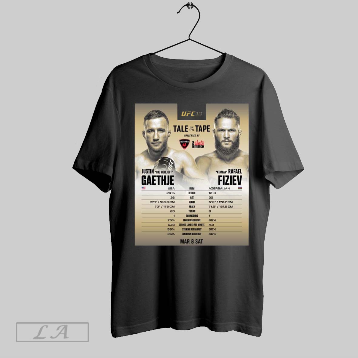 Top Ufc 313 Headliners Measure Up Tale Of The Tape Justin The Highlight Gaethje Vs Ataman Rafael Fiziev March 8 Sat 2025 Poster T Shirt Sweatshirt Hoodie Shirt