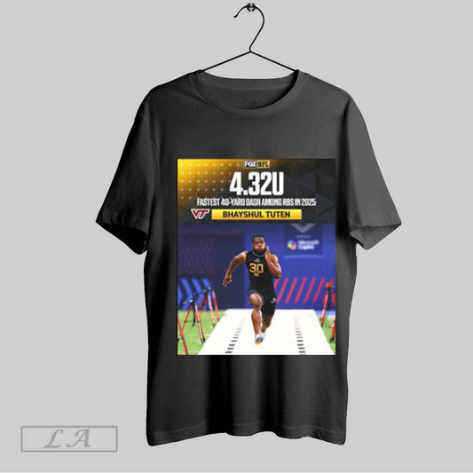 Top Virginia Tech Hokies Rb Bhayshul Tuten 4 32u Fastest 40 Yard Dash Among Rbs In 2025 Nfl Combine Poster T Shirt Sweatshirt Hoodie Shirt