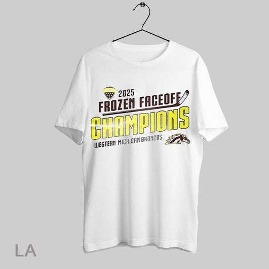 Top Western Michigan Broncos 2025 Frozen Faceoff Champions T Shirt Sweatshirt Hoodie Shirt