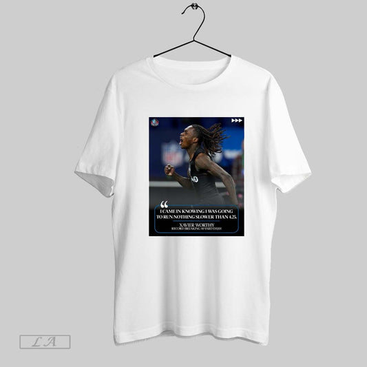 Top Xavier Worthy Kansas City Chiefs Record Breaking 40 Yard Dash I Came In Knowing I Was Going To Run Nothing Slower Than 4 25 Poster T Shirt Sweatshirt Tee Shirt
