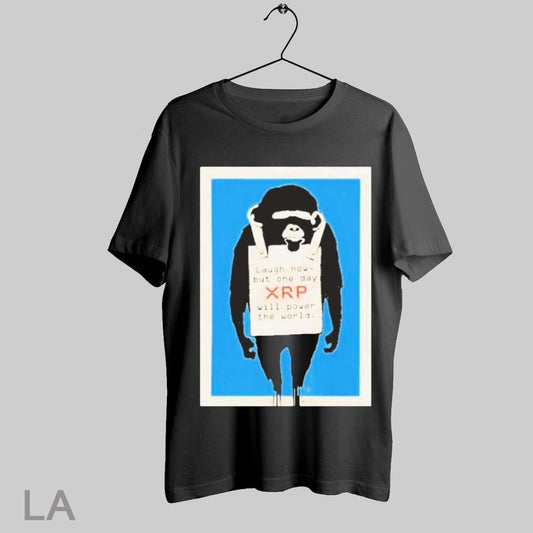 Top Xrp Monkey Laugh Now But One Day Xrp Will Power The World T Shirt Sweatshirt Hoodie Shirt