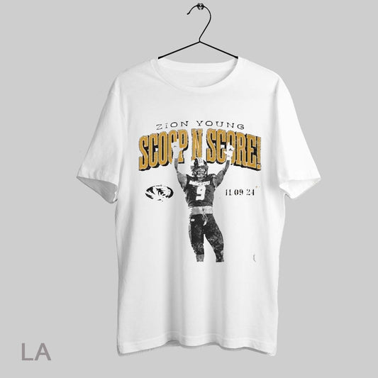 Top Zion Young Missouri Tigers Scoop N Score 11 09 24 Graphic Signature T Shirt Sweatshirt Hoodie Shirt