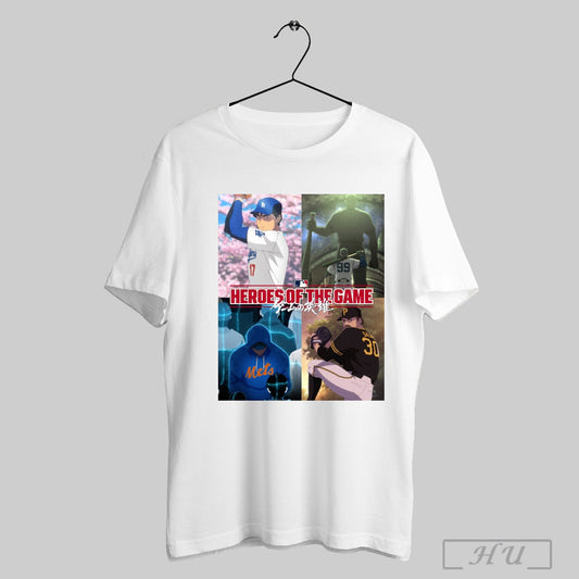 Trending Mlb Heroes Of The Game Shohei Ohtani Paul Skenes Aaron Judge And Juan Soto Anime Poster T Shirt Sweatshirt