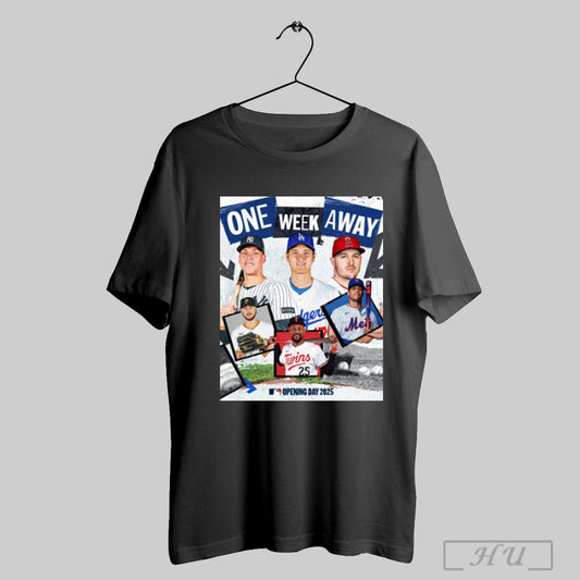 Trending Mlb One Week Away Opening Day 2025 Mike Trout Shohei Ohtani Paul Skenes Byron Buxton Juan Soto Poster T Shirt Sweatshirt