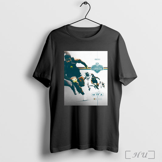 Trendy Jacksonville Jaguars Then And Now Josh Hines Allen 2025 Nfl Scouting Combine 4 63 40 Yard Dash Poster T Shirt Sweatshirt