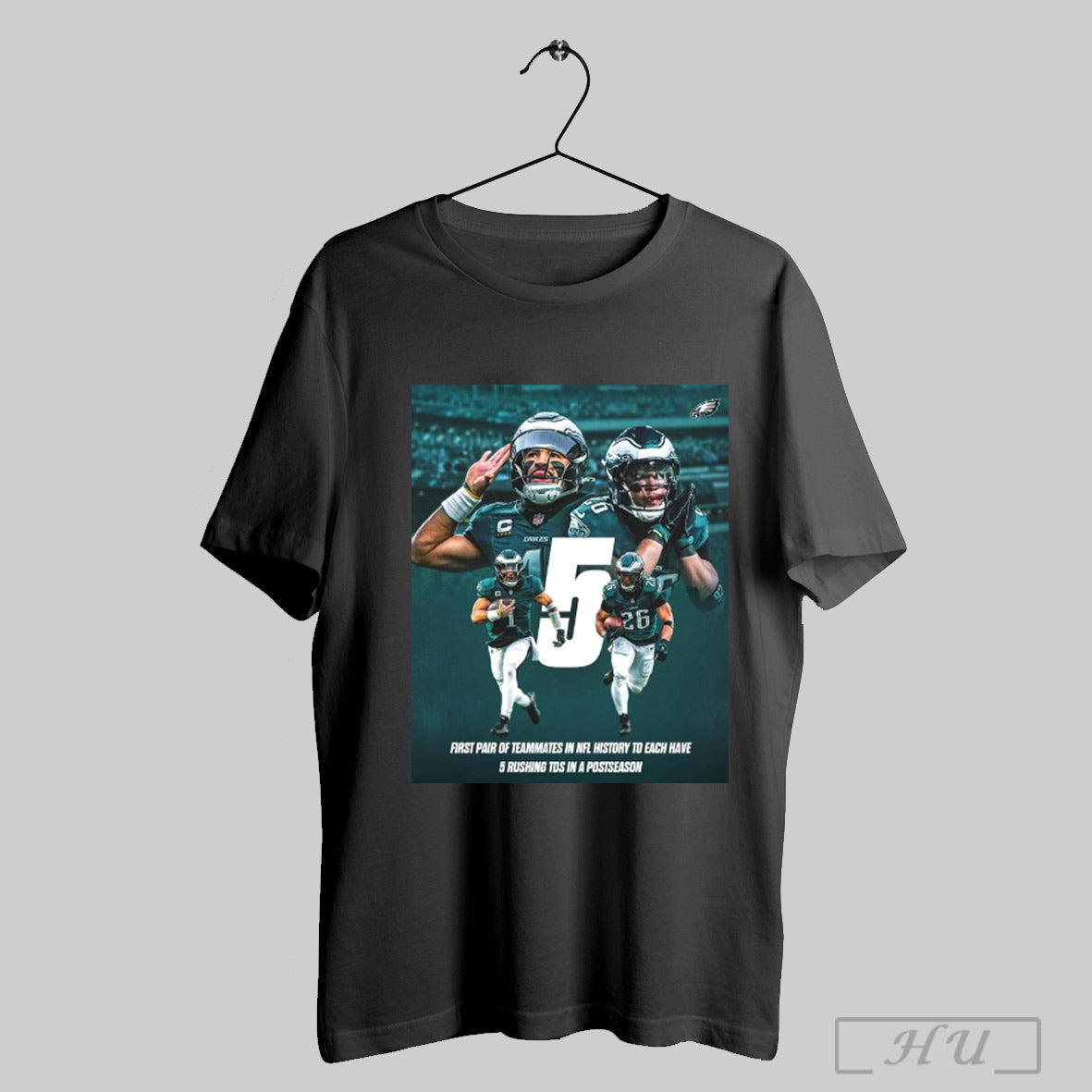 Trendy Jalen Hurts Saquon Barkley First Pair Of Teammates Nfl History Each 5 Rushing Tds In Postseason Poster T Shirt Sweatshirt
