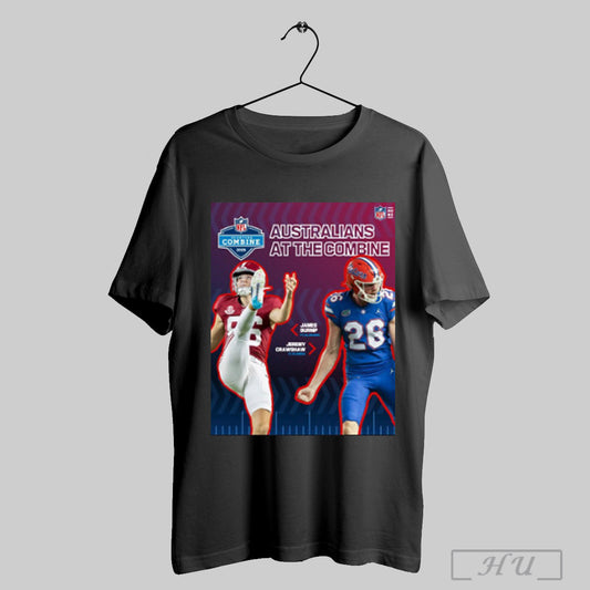 Trendy James Burnip Alabama Vs Jeremy Crawshaw Florida Australians At The Combine Nfl Scouting Combine 2025 Poster T Shirt Sweatshirt
