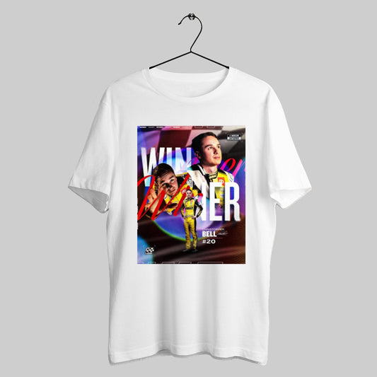 Trendy Nascar 20 Christopher Bell Winner At Atlanta Motor Speedway Leader At The Time Of Caution Signature Poster T Shirts