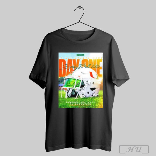 Trendy Nice Miamihurricanes It All Starts Here Day One Spring Ball 2025 Legends Are Made On Greentree Helmet Poster T Shirt