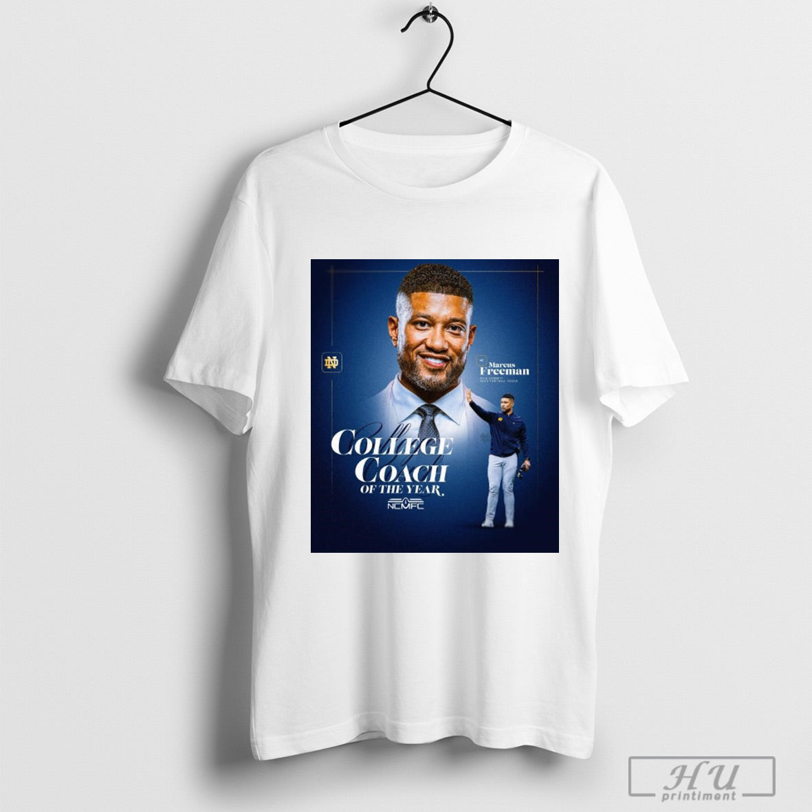 Trendy Notre Dame Fighting Irish Football Coach Marcus Freeman 2025 Ncmfc College Coach Of The Year Poster T Shirt